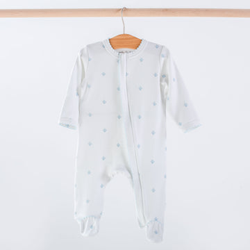 Baby Basics: Blue Fleur De Lis Organic Cotton Pajama