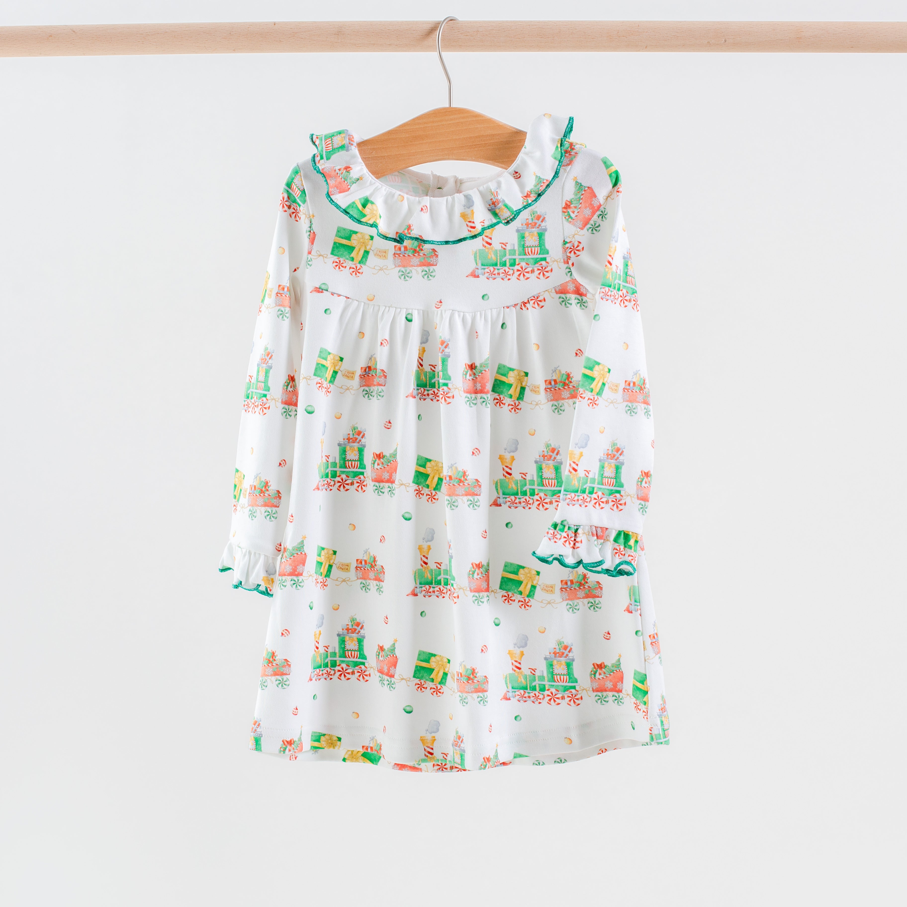 mini boden circus dress Santa's Sweet Express Organic Long Sleeve Cotton Play Dress