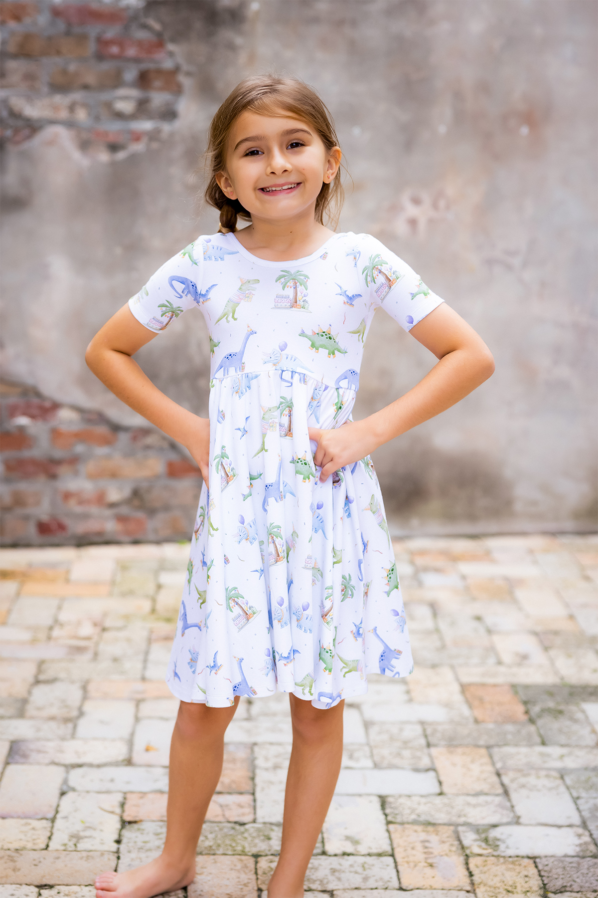 Dino-Mite Birthday Organic Cotton Dress for Kids