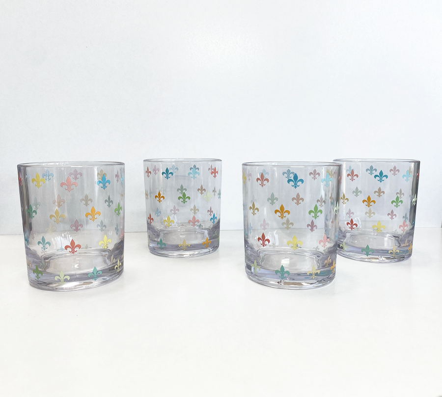 fleur-de-lis-acrylic-cocktail-glasses
