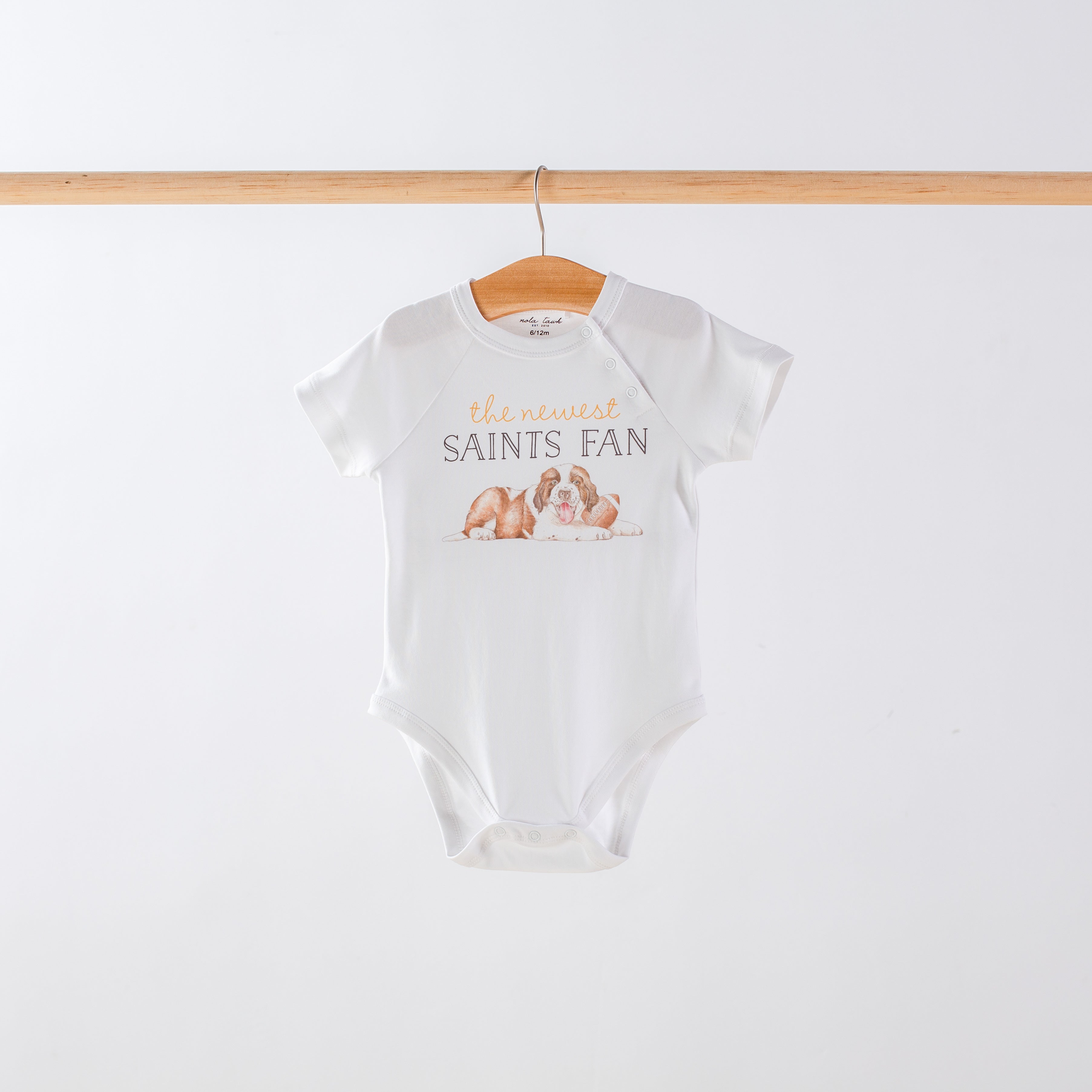 Organic Cotton Infant White Onesie The Newest Saints Fan Organic