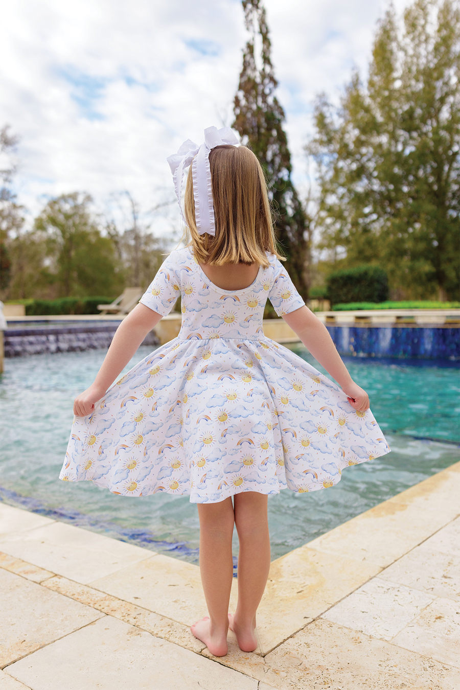 cotton twirl dress Organic Cotton Floral Twirl Dress, Midnight Blue Violet Print