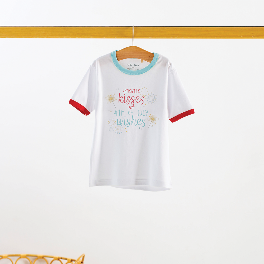 Sparkler Kisses and 4th of July Wishes Organic Cotton Tee (Pre-Order Arriving Spring 2024)