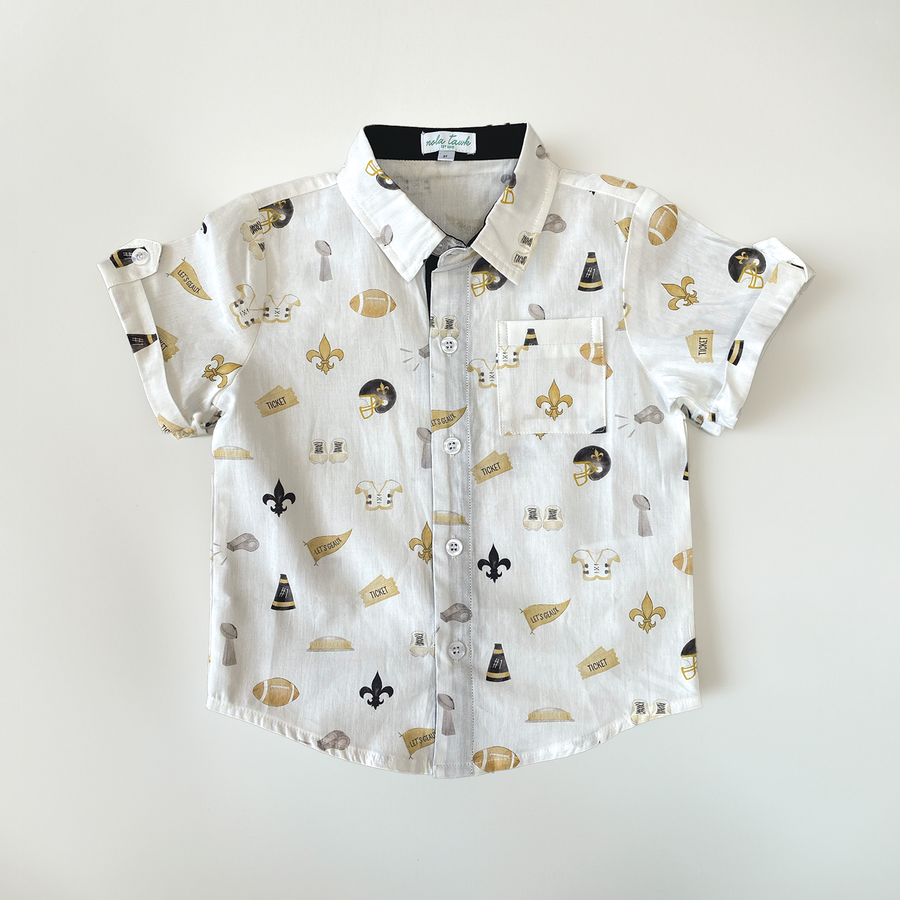 Let's Geaux Saints Short Sleeve Collared Shirt