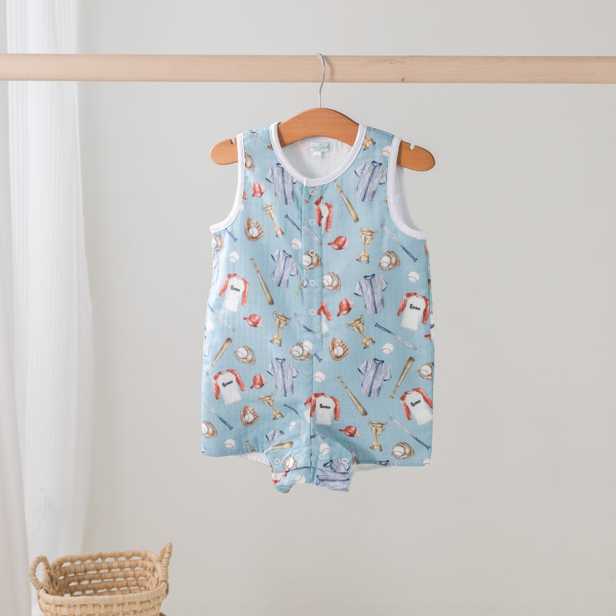 Let's Play Ball Organic Muslin Shortall (Pre-Order Arriving Spring 2025)