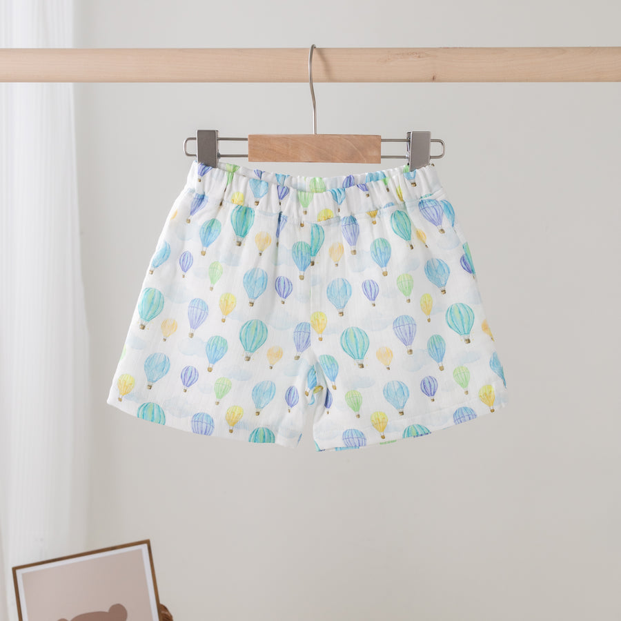 Balloon Adventure Organic Muslin Shorts (Pre-Order Arriving Spring 2025)