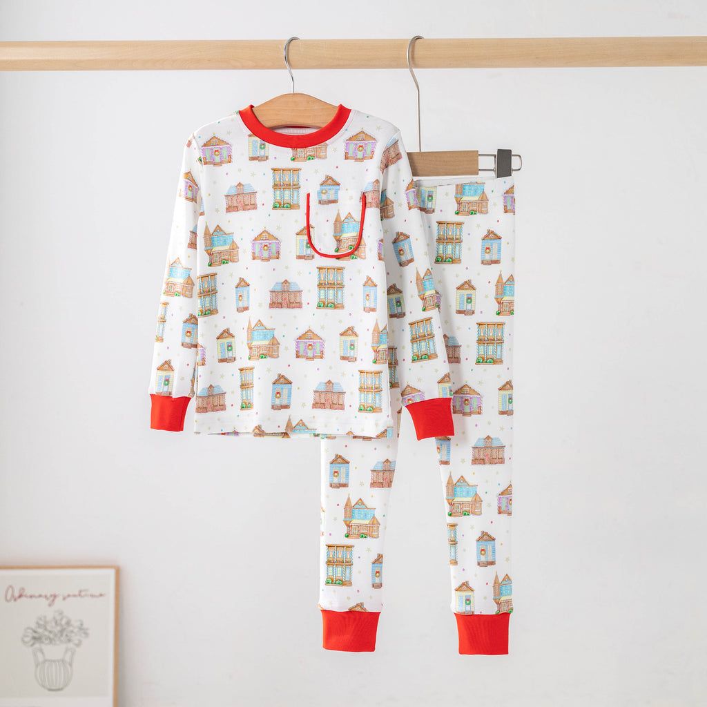 Gingerbread Row Organic Cotton Kids Pajamas