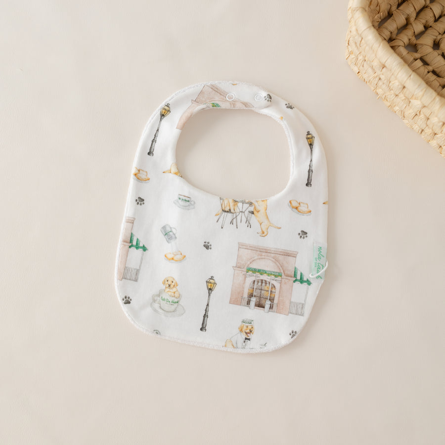 Powdered Sugar and Puppies Organic Cotton Baby Bib