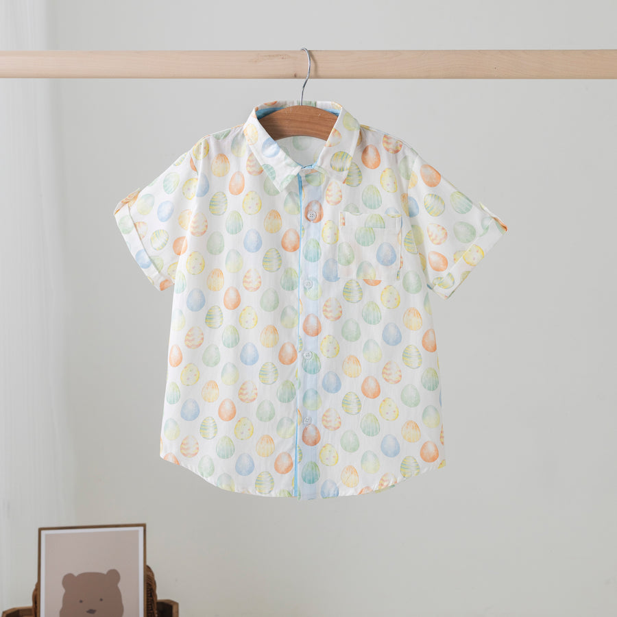 The Hunt is On Easter Short Sleeve Collared Shirt (Pre-order ArrivingSpring 2025)