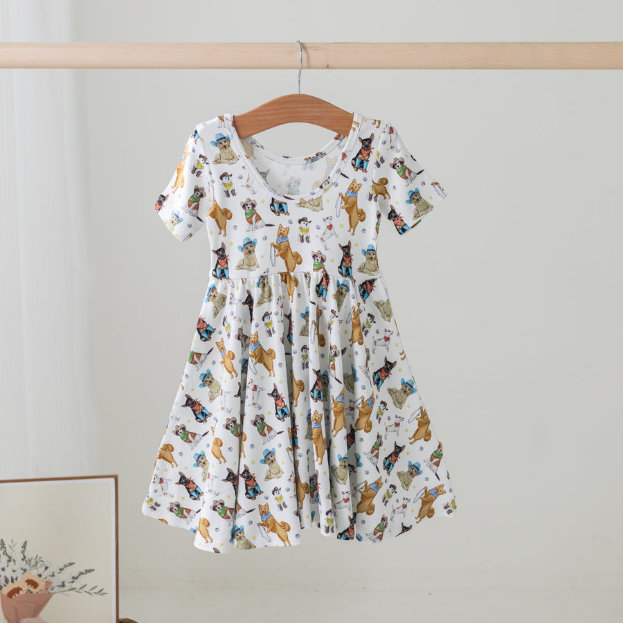 Cowboy Pups Cotton Twirl Dress (Pre-Order Arriving Spring 2025)