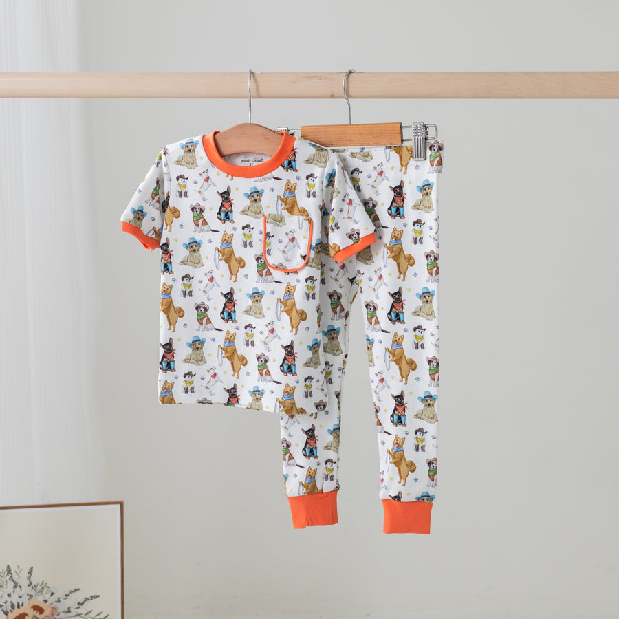 Cowboy Pups Cotton Pajama Set (Pre-Order Arriving Spring 2025)