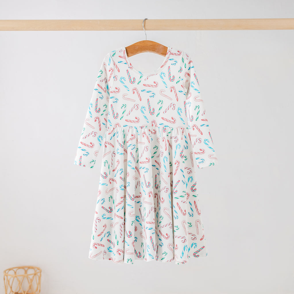 Candy Cane Lane Organic Cotton Dress for Kids