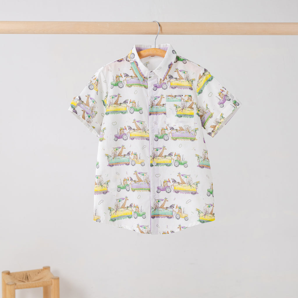 Krewe Zoo-d It! Kids Short Sleeve Collared Shirt