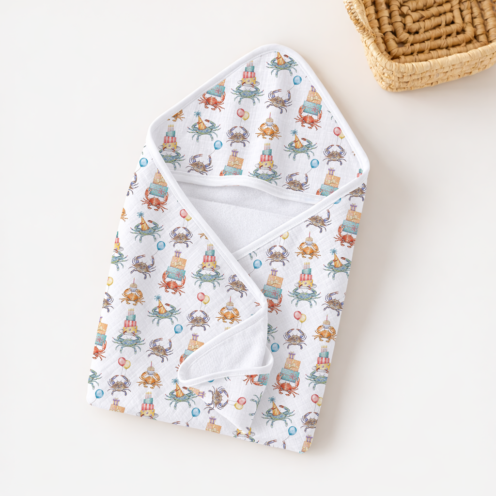 Crabby Birthday! Hooded Bath Towel