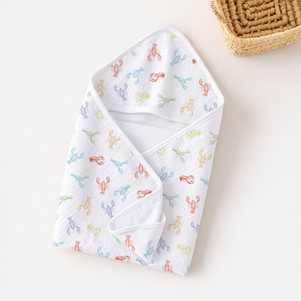 Colorful Claws Muslin Hooded Baby Towel
