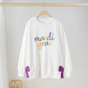 Women's Mardi Gras Sweatshirt With Side Bow