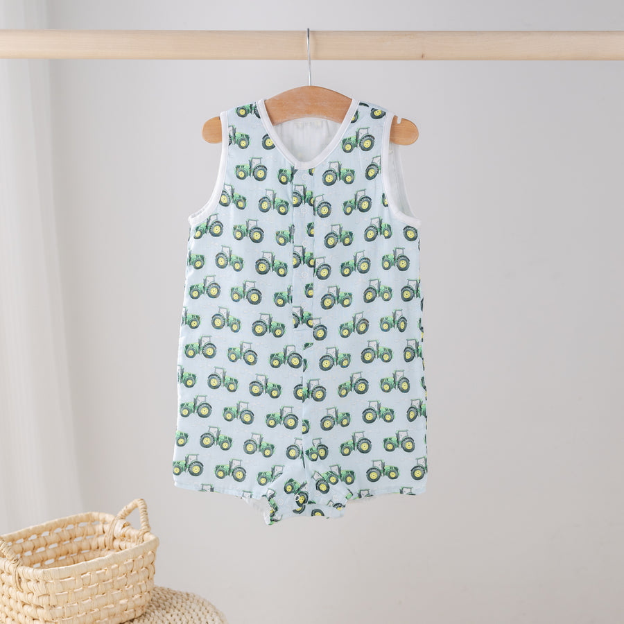 Toot, Toot, Tractor! Organic Muslin Shortall (Pre-Order Arriving Spring 2026)