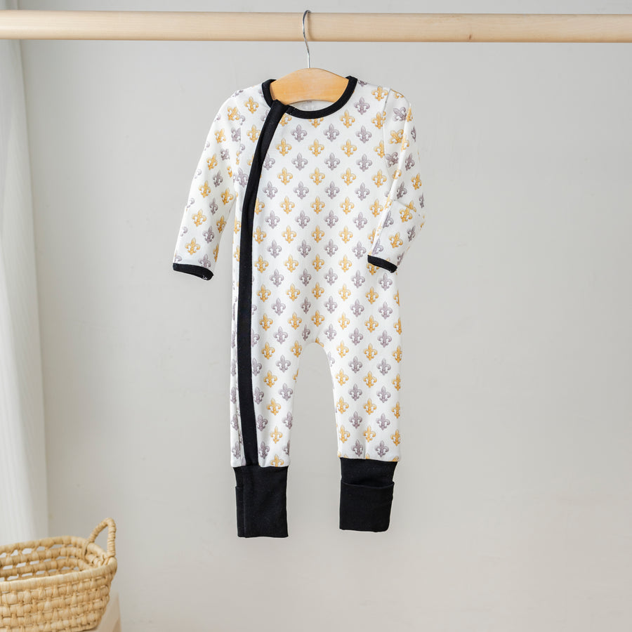 Black & Gold Fleur De Lis Cotton Pajama Set