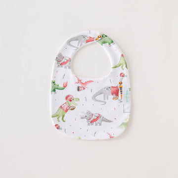 Red (AL, AK, GA, MS) Dino All-Stars Organic Cotton Bib (Pre-Order Arriving Fall 2025)