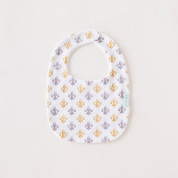 Black & Gold Fleur De Lis Organic Cotton Bib (Pre-Order Arriving Fall 2025)