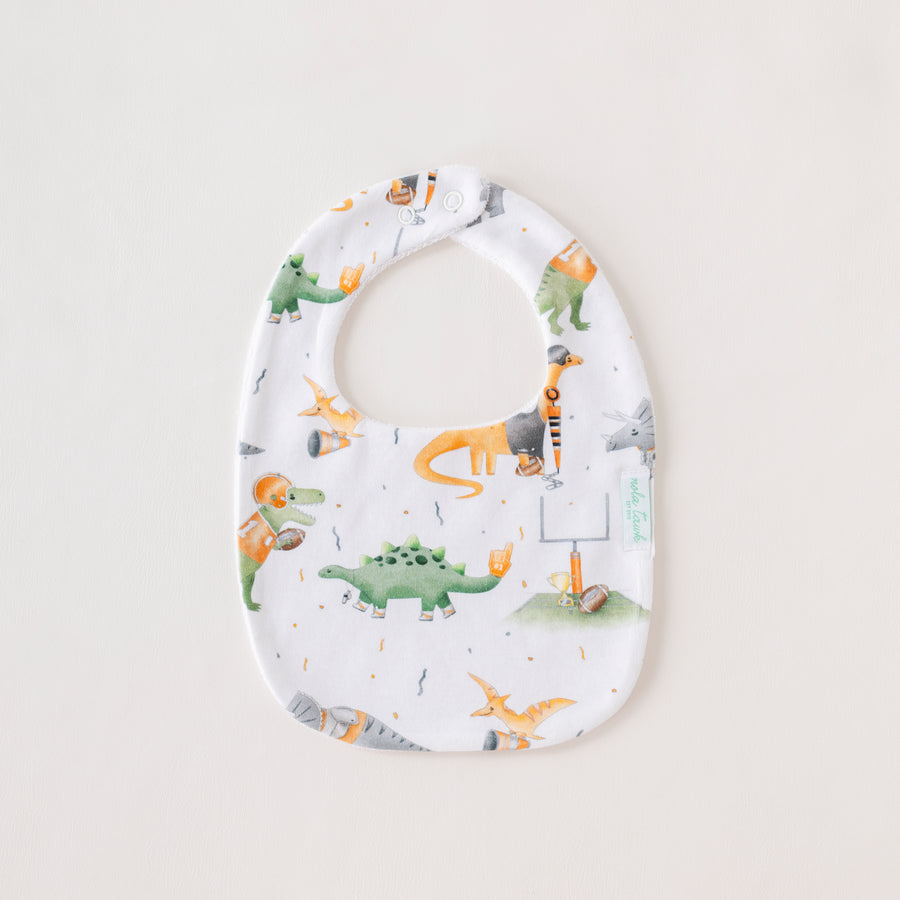 Orange (TN & TX) Dino All-Stars Organic Cotton Bib (Pre-Order Arriving Fall 2025)