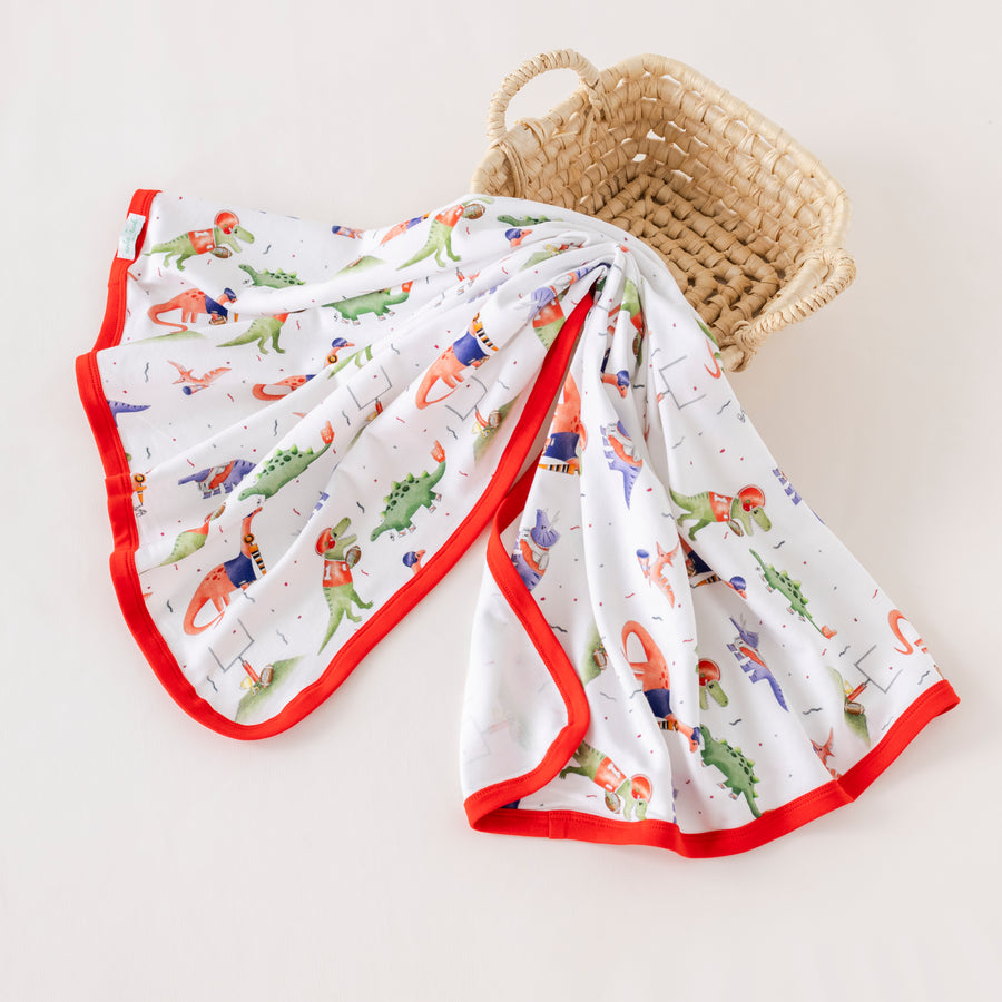 Ole Miss Dino All-Stars Organic Cotton Swaddle Blanket (Pre-Order Arriving Fall 2025)