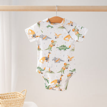 Orange (TN & TX) Dino All-Stars Organic Cotton Onesie (Pre-Order Arriving Fall 2025)