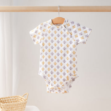 Black & Gold Fleur de Lis Organic Cotton Onesie (Pre-Order Arriving Fall 2025)