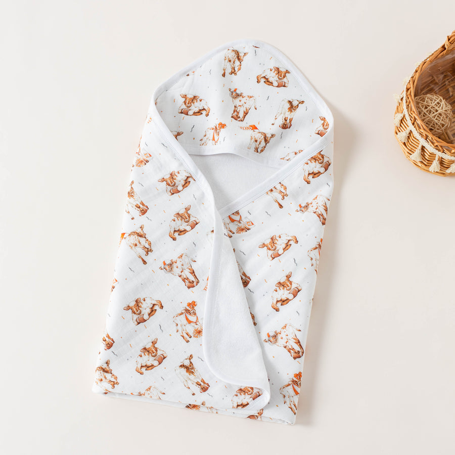 Most Valuable Calf: Texas Organic Muslin Hooded Baby Towel (Pre-Order Arriving Spring 2024)