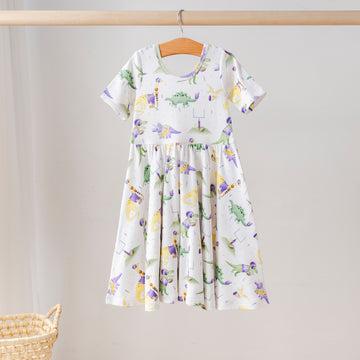 LSU Dino All-Stars Organic Cotton Twirl Dress (Pre-Order Arriving Fall 2025)