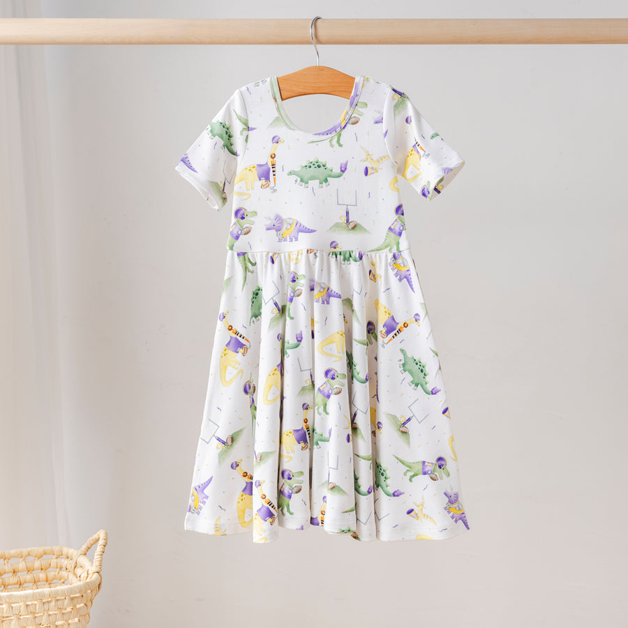 LSU Dino All-Stars Organic Cotton Dress for Kids