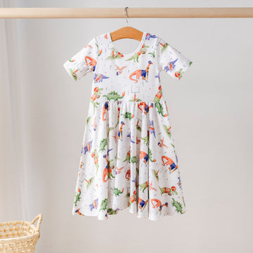 Ole Miss Dino All-Stars Organic Cotton Twirl Dress (Pre-Order Arriving Fall 2025)