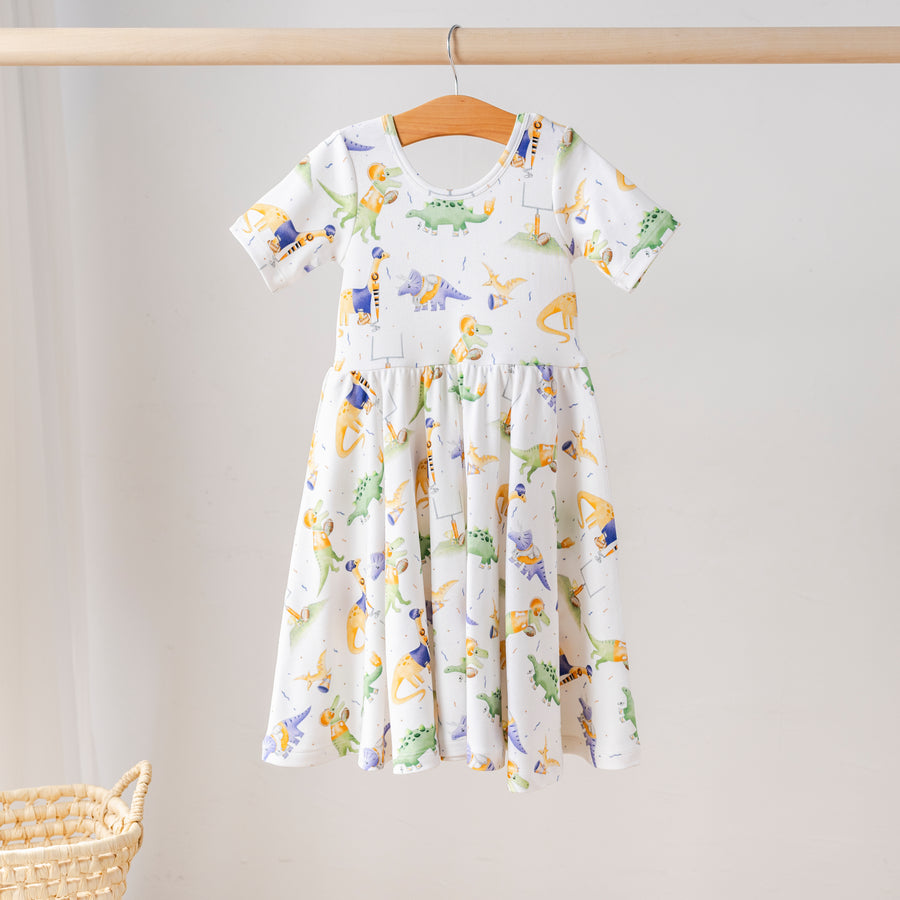 Auburn Dino All-Stars Organic Cotton Twirl Dress