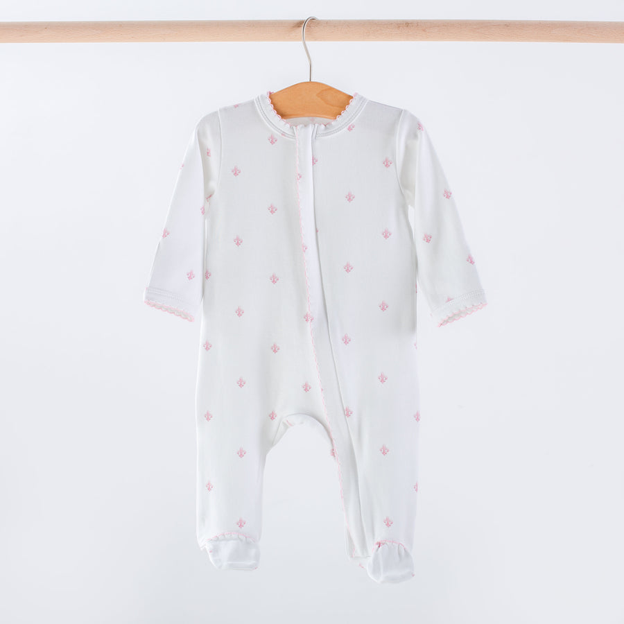 Baby Basics: Pink Fleur De Lis Organic Cotton Pajama (Pre-Order Arriving Fall 2024)