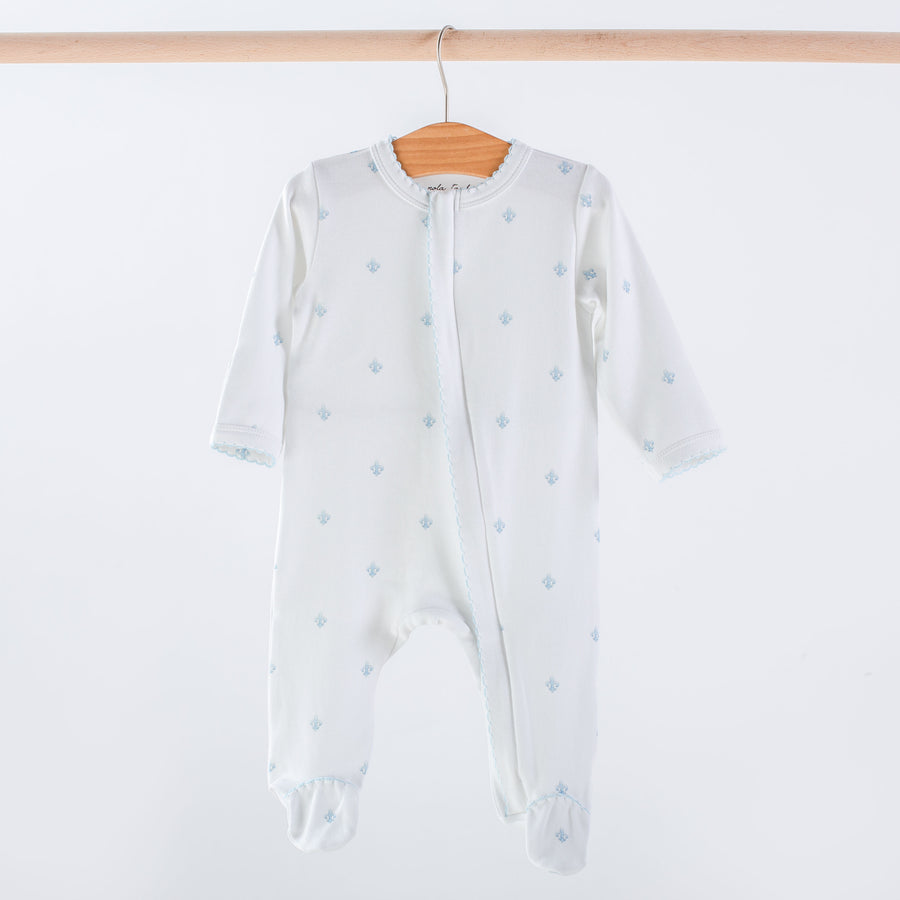 Baby Basics: Blue Fleur De Lis Organic Cotton Pajama (Pre-Order Arriving Fall 2024)