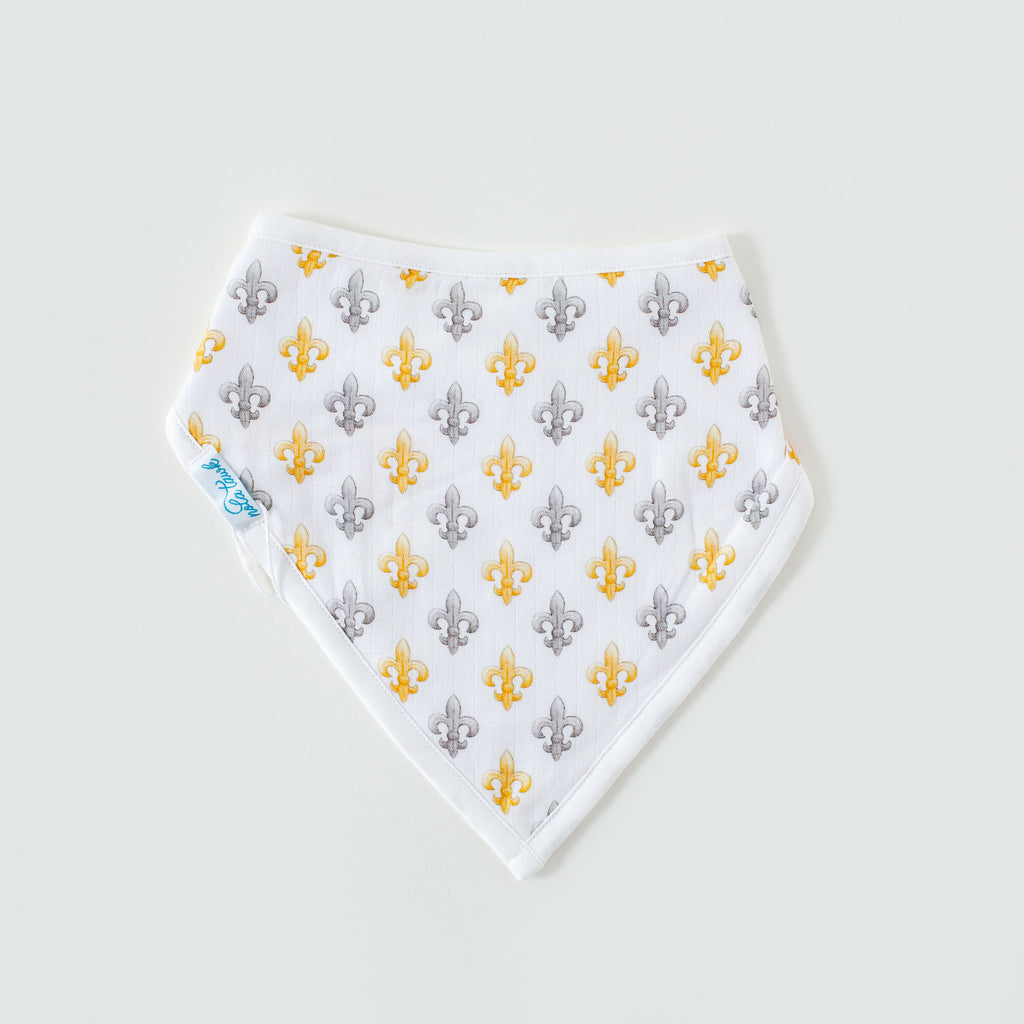 Black & Gold Fleur De Lis Organic Muslin Bib