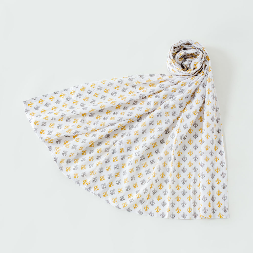 Black and Gold Fleur de Lis Organic Muslin Swaddle Blanket