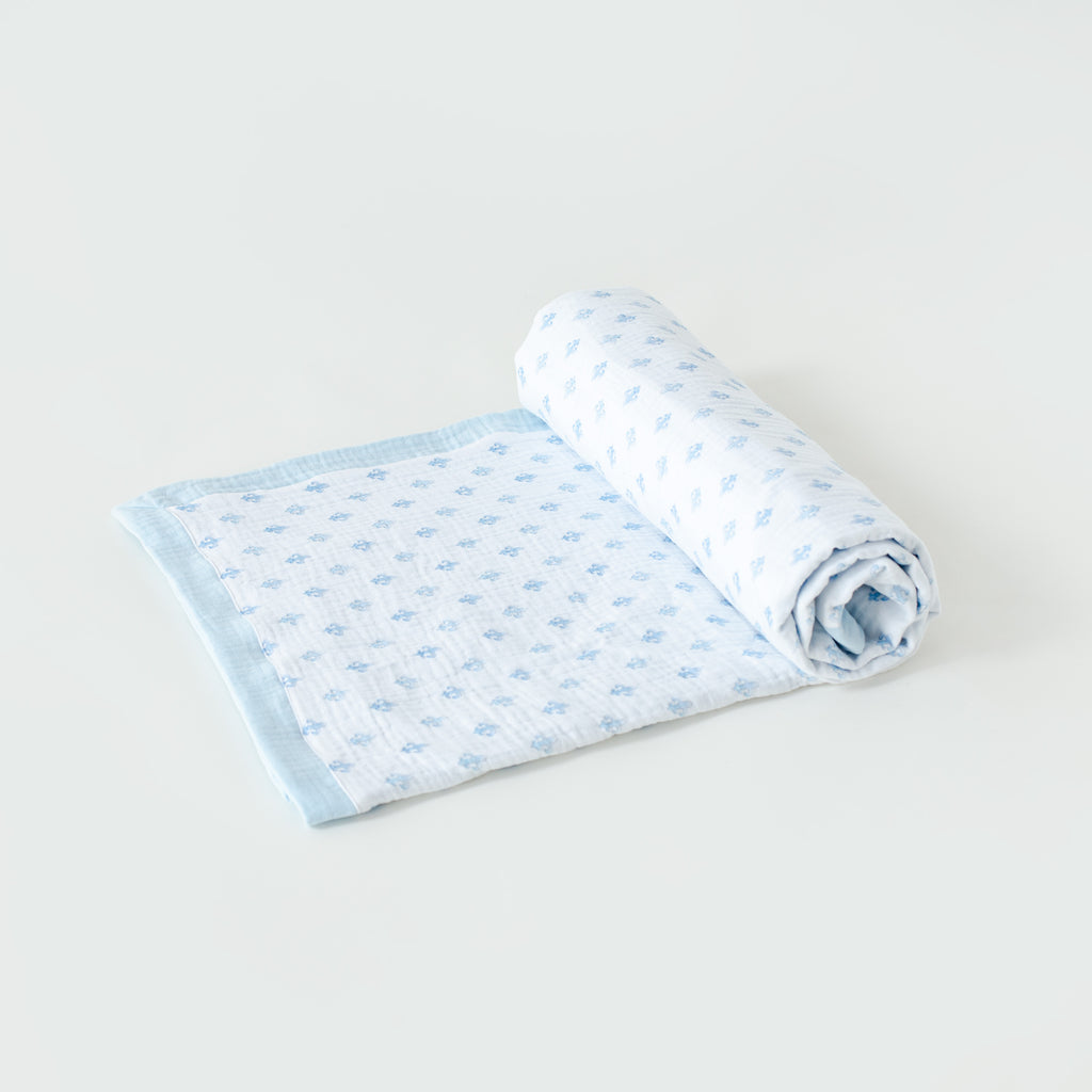 Fleur de Bleu Organic Muslin Cloud Blanket (Pre-Order Arriving Spring 2027)