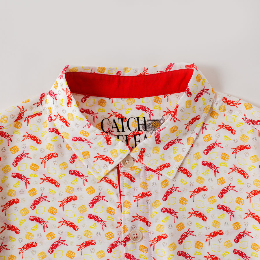 Crawfish Boil Men's Short Sleeve Collared Shirt