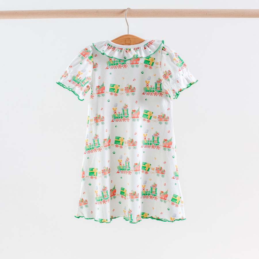 Santa's Sweet Express Organic Short Sleeve Cotton Play Dress