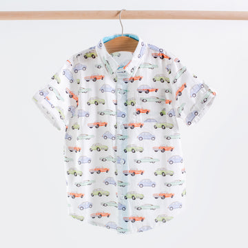 Vintage Road Trip Short Sleeve Collared Shirt (Pre-order Arriving Fall 2025)