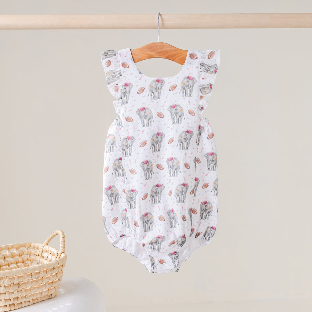 Kickoff in Alabama Organic Muslin Bubble Romper (Pre-Order Arriving Spring 2027)