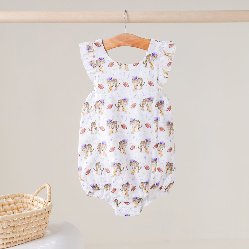 Kickoff in Louisiana Organic Muslin Bubble Romper (Pre-Order Arriving Spring 2027)