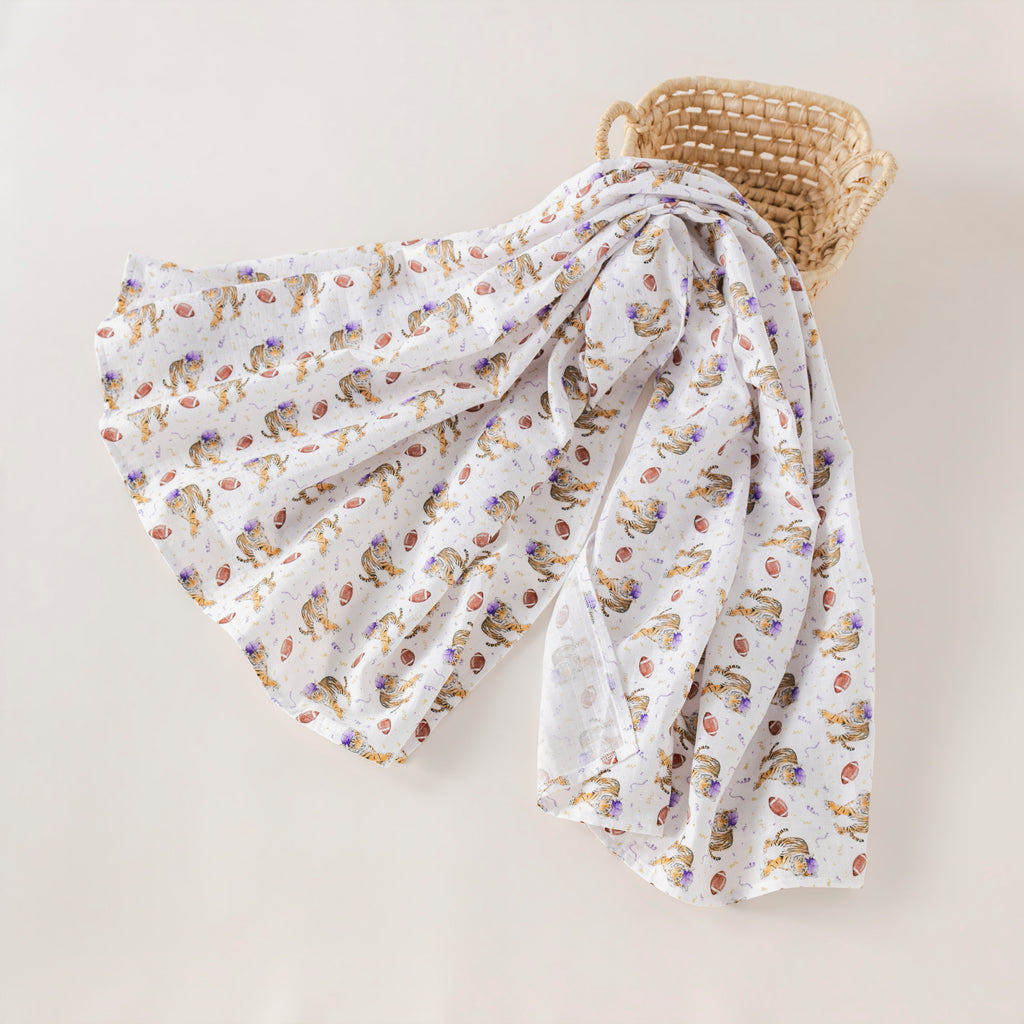 Kickoff in Louisiana Organic Muslin Swaddle Blanket (Pre-Order Arriving Spring 2027)