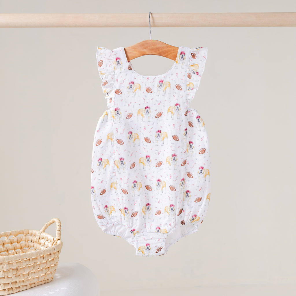 Kickoff in Mississippi Organic Muslin Bubble Romper (Pre-Order Arriving Spring 2027)