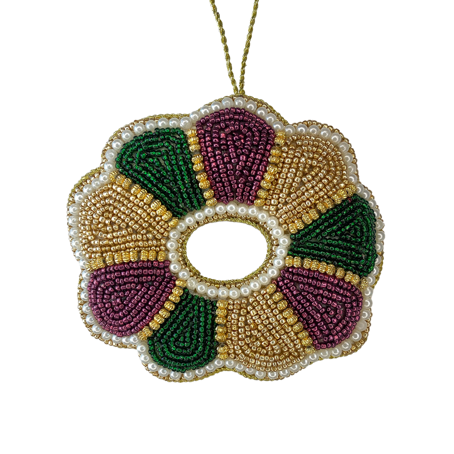 King Cake Beaded Ornament