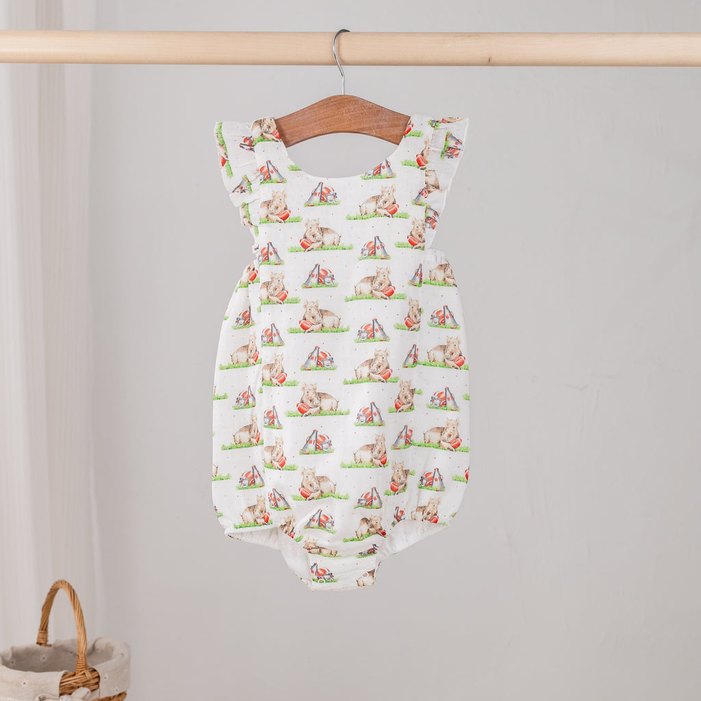 Mascot Mania in Arkansas Organic Muslin Bubble Romper