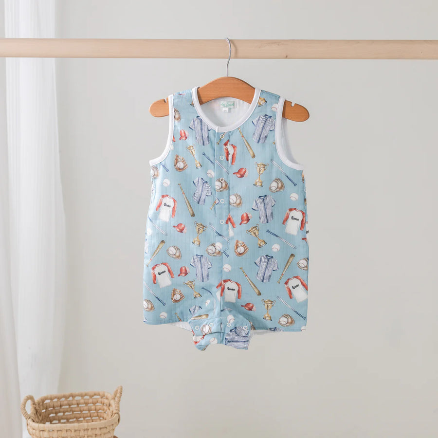 Let's Play Ball Organic Muslin Shortall (Pre-Order Arriving Spring 2026)