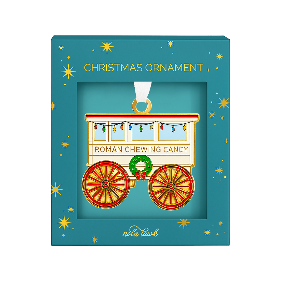 Roman Candy Cart Enamel Ornament