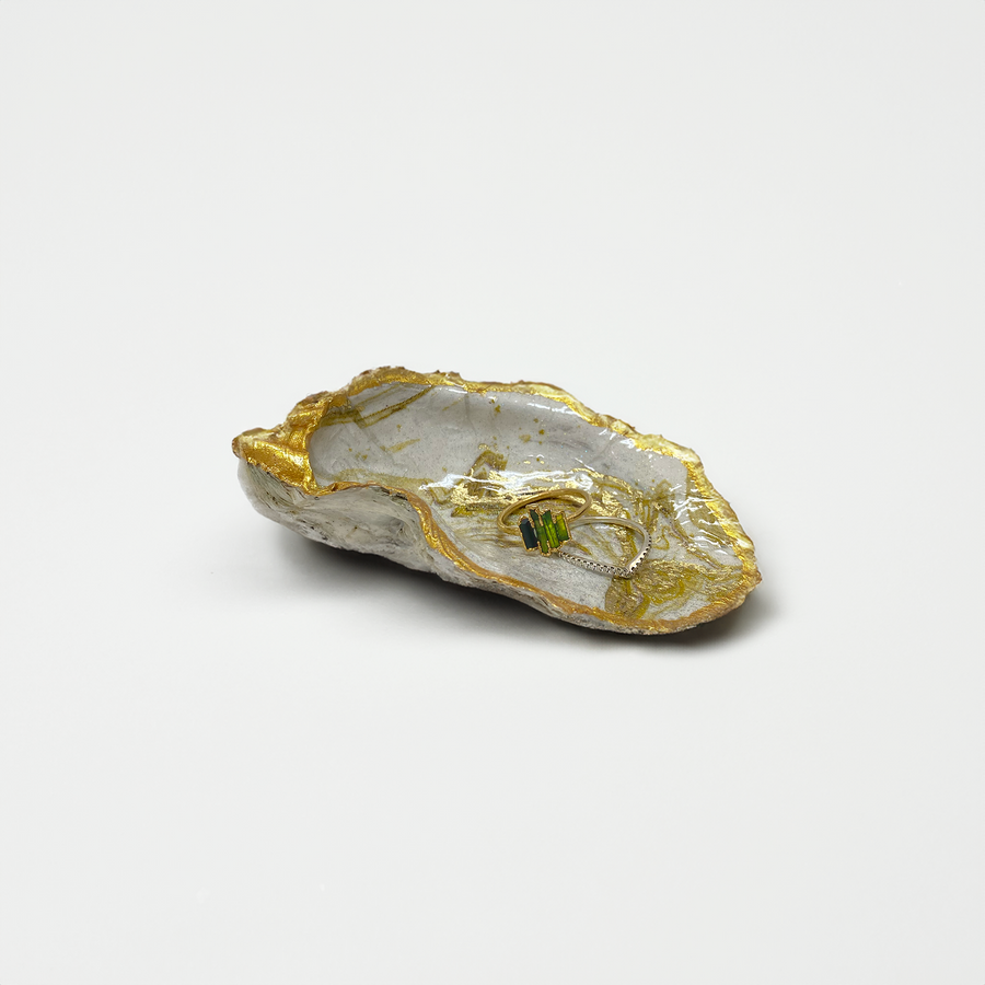 Gold Leaf Oyster Shell Ring Dish